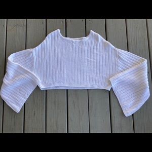 No comment NY•LA White Crop Sweater